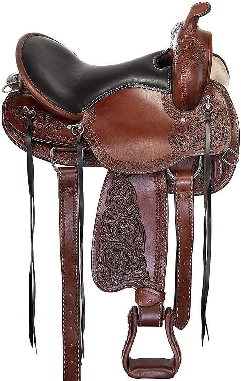 High Quality Western Saddle with Black Soft Leather Seat (LSWS-3005)